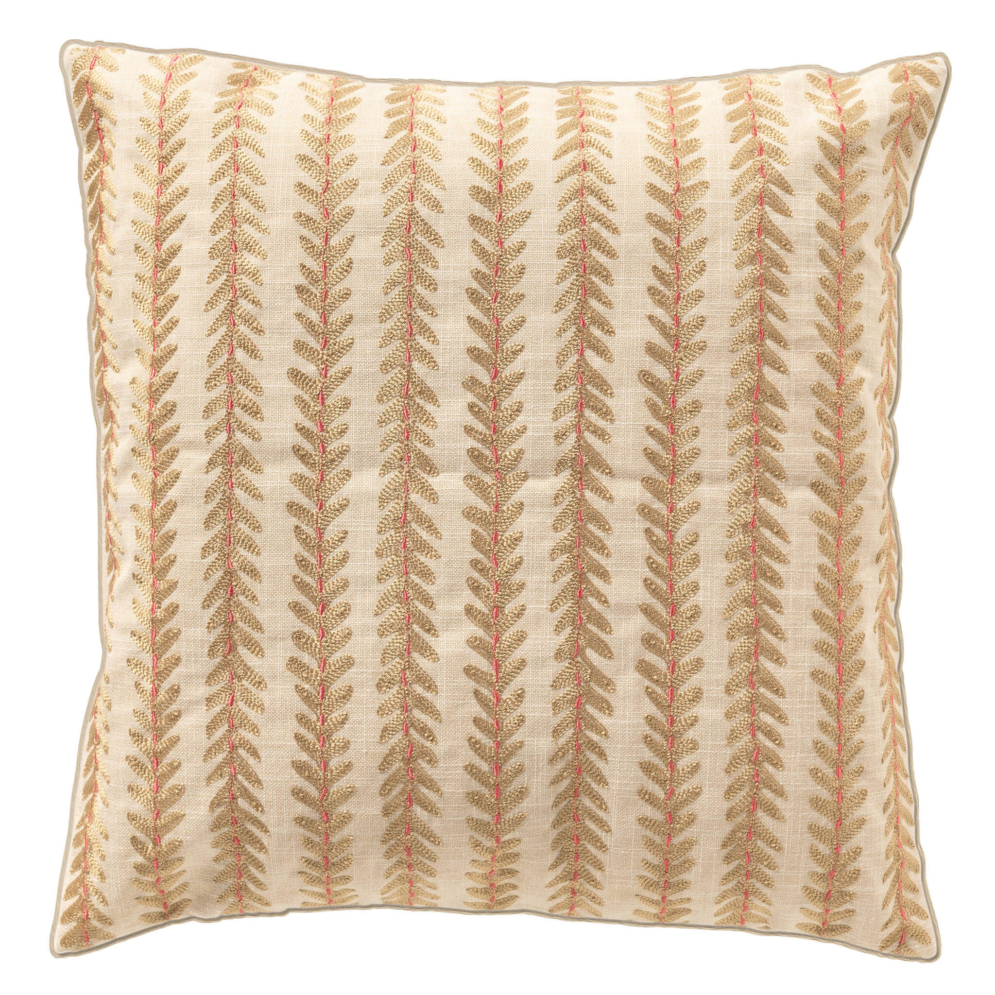 ZILA - sierkussen 45x45 cm - bladmotief - Almond Buff - bruin, beige