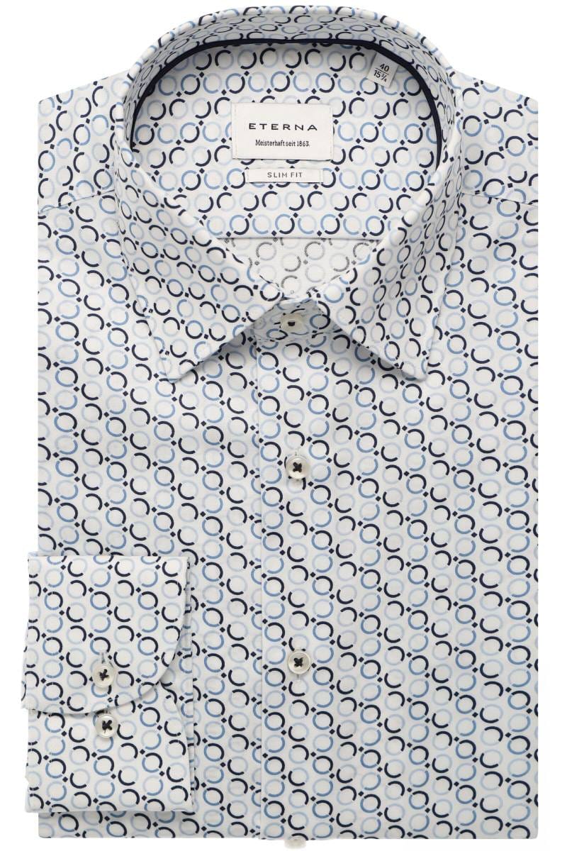 ETERNA Slim Fit Hemd blau, Bedruckt