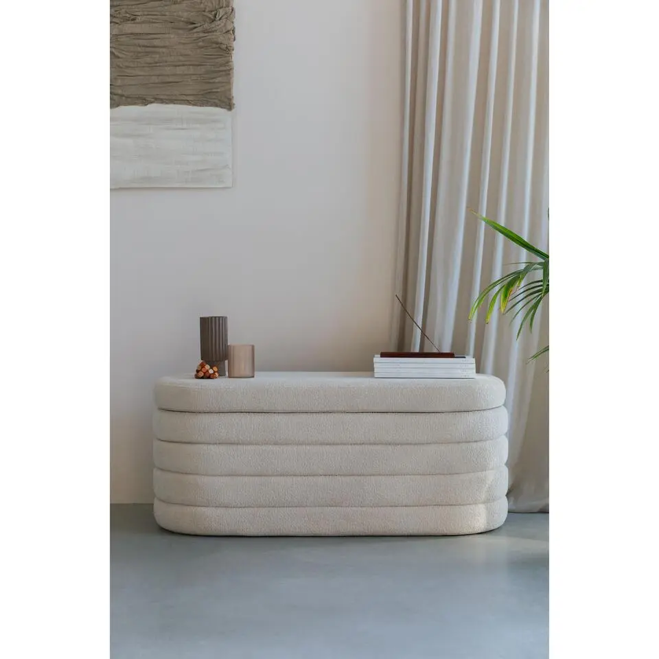 Housecraft Living Zuma bankje Boucl&eacute; Wit/ Beige