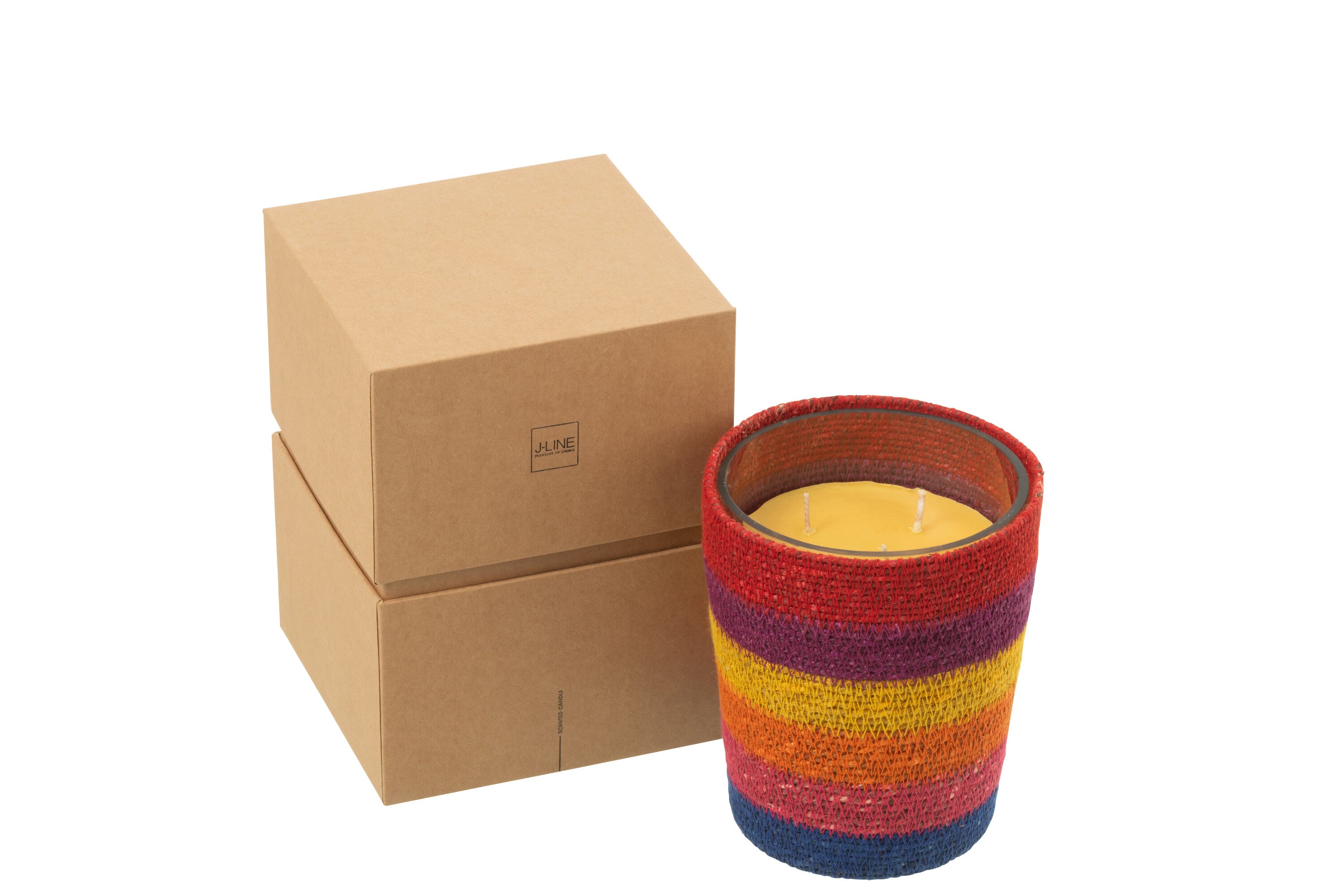J-Line geurkaars Mand - Woody Aurora - glas - mix - medium - 55U