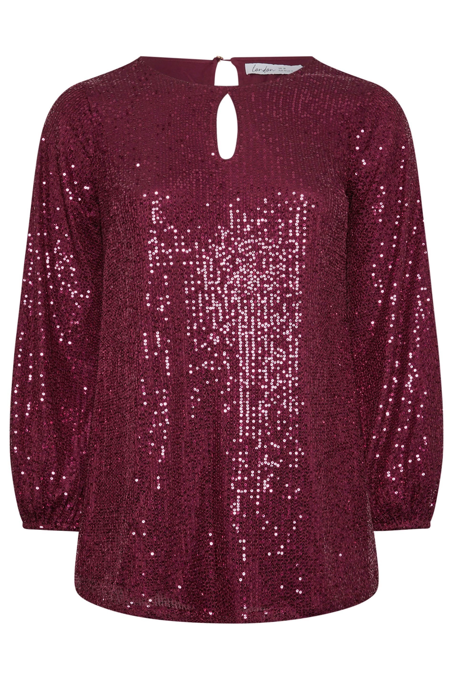 Yours Sequin Keyhole Top