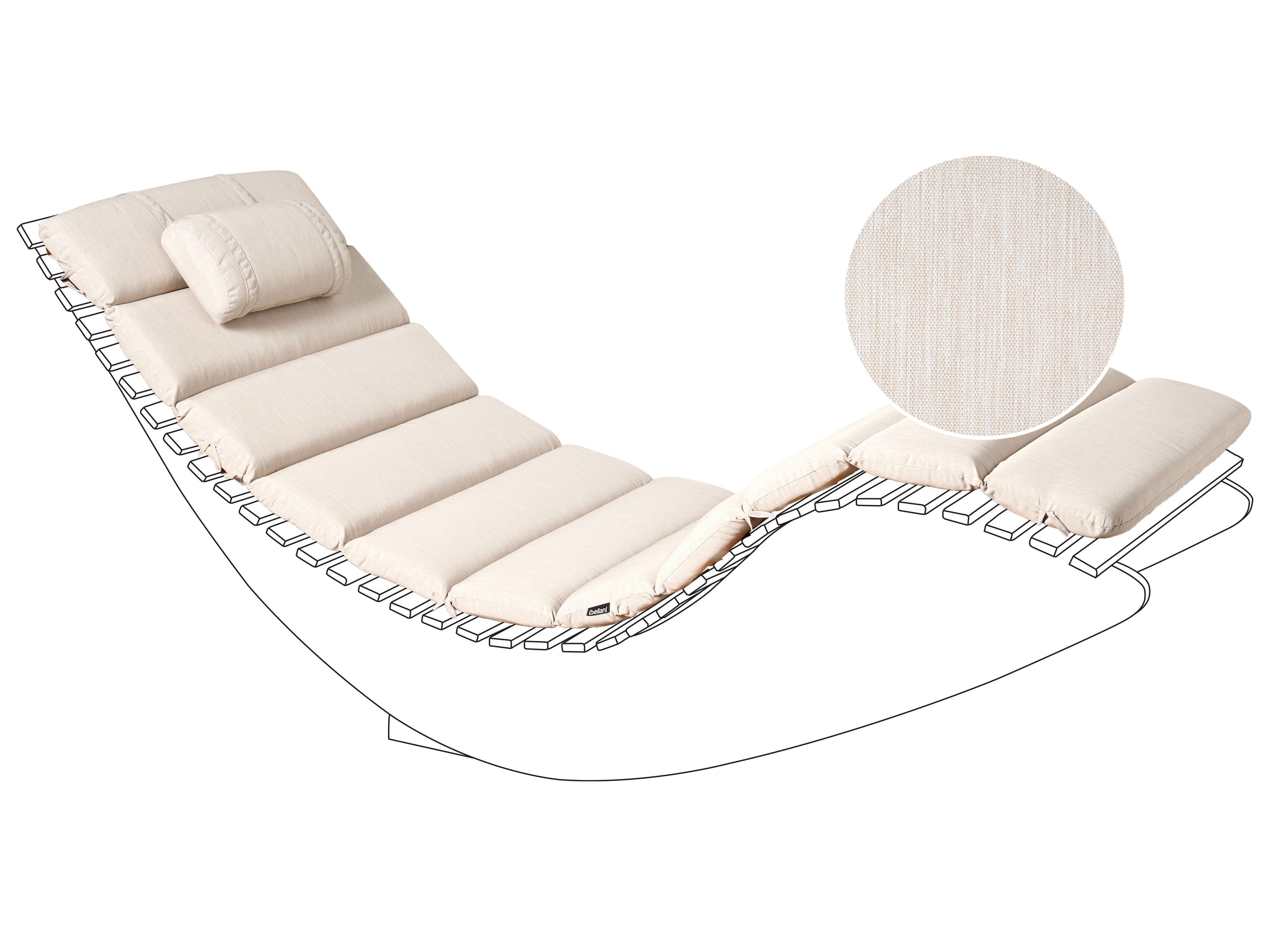 Sun Lounger Pad Cushion BRESCIA PREMIUM 180 x 60 cm Light Beige