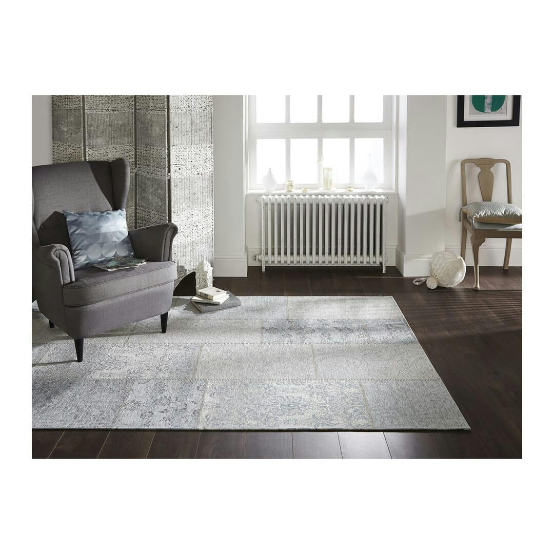 PATCHWORK - Tapis ethnique patchwork en acrylique bleu 120x170