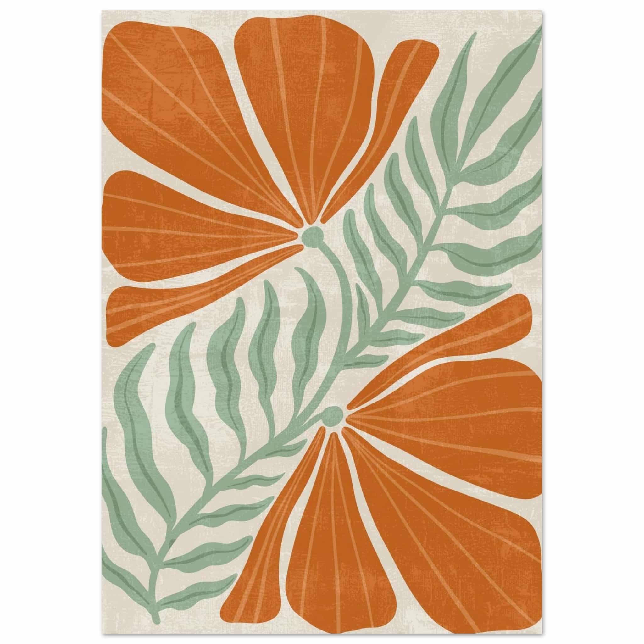 Artfulprints Poster Boho – Orange florals  - A4 21x29.7 cm - Oranje