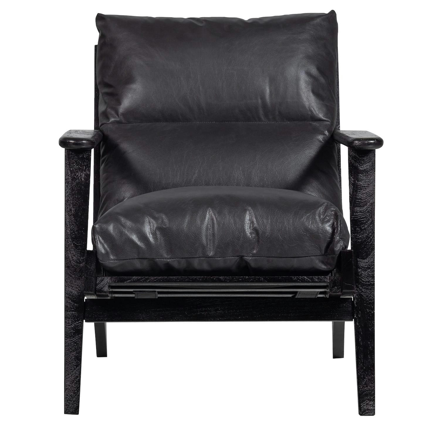 HOUSTON - Fauteuil en cuir noir
