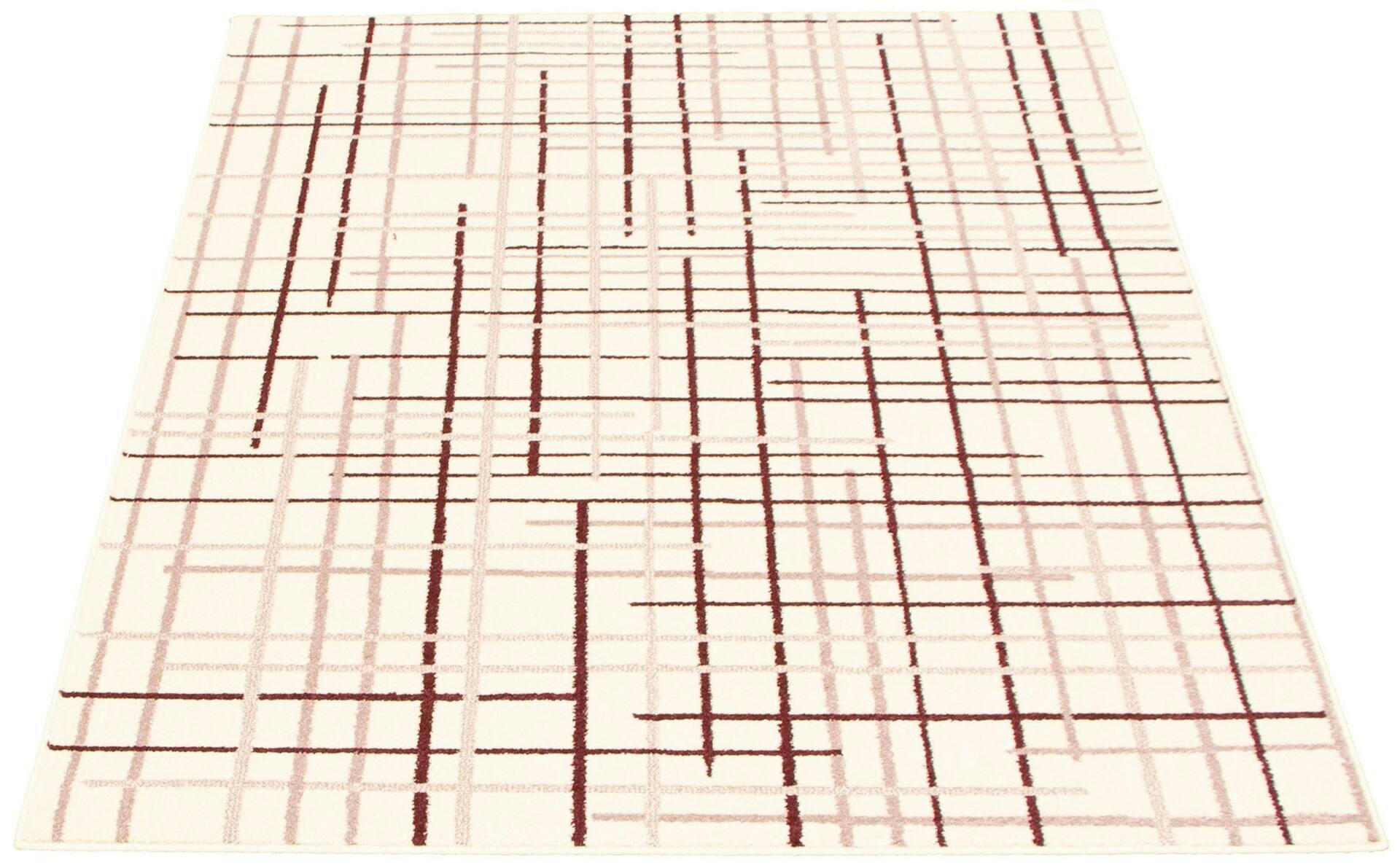 ECARPET Tessa Indoor Geometric Area Rug, Cream/Bordeaux, Assorted Sizes