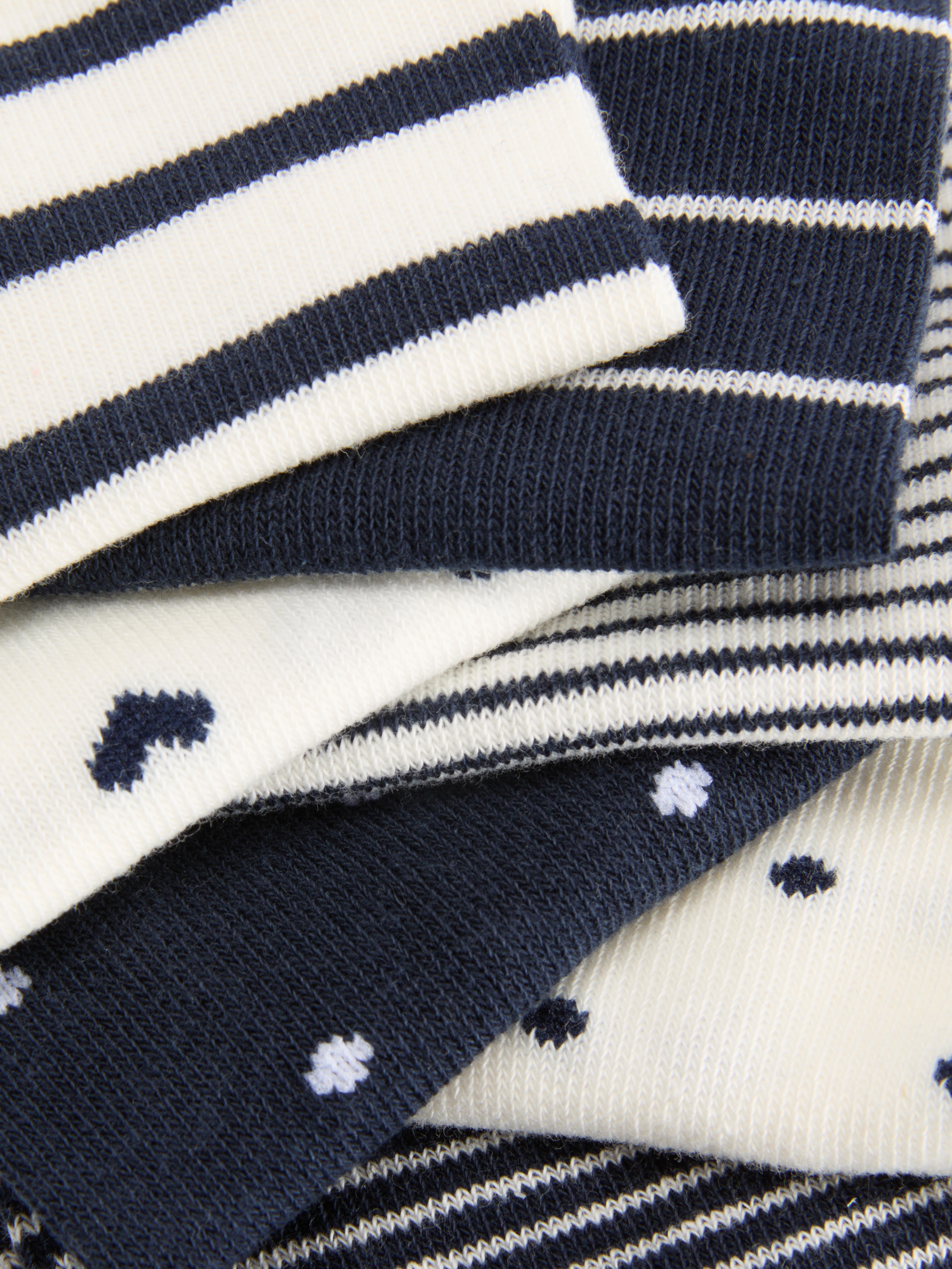 7pk Navy Patterned Ankle Socks