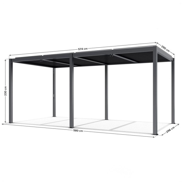 Pergola ogrodowa Luxe 5.8x4m aluminiowa z oświetleniem LED antracyt