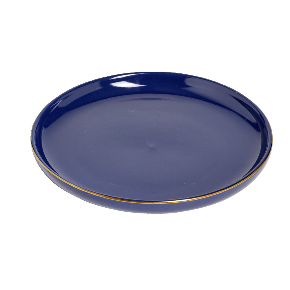 Assiette à dessert bleue bordure dorée Ø20cm