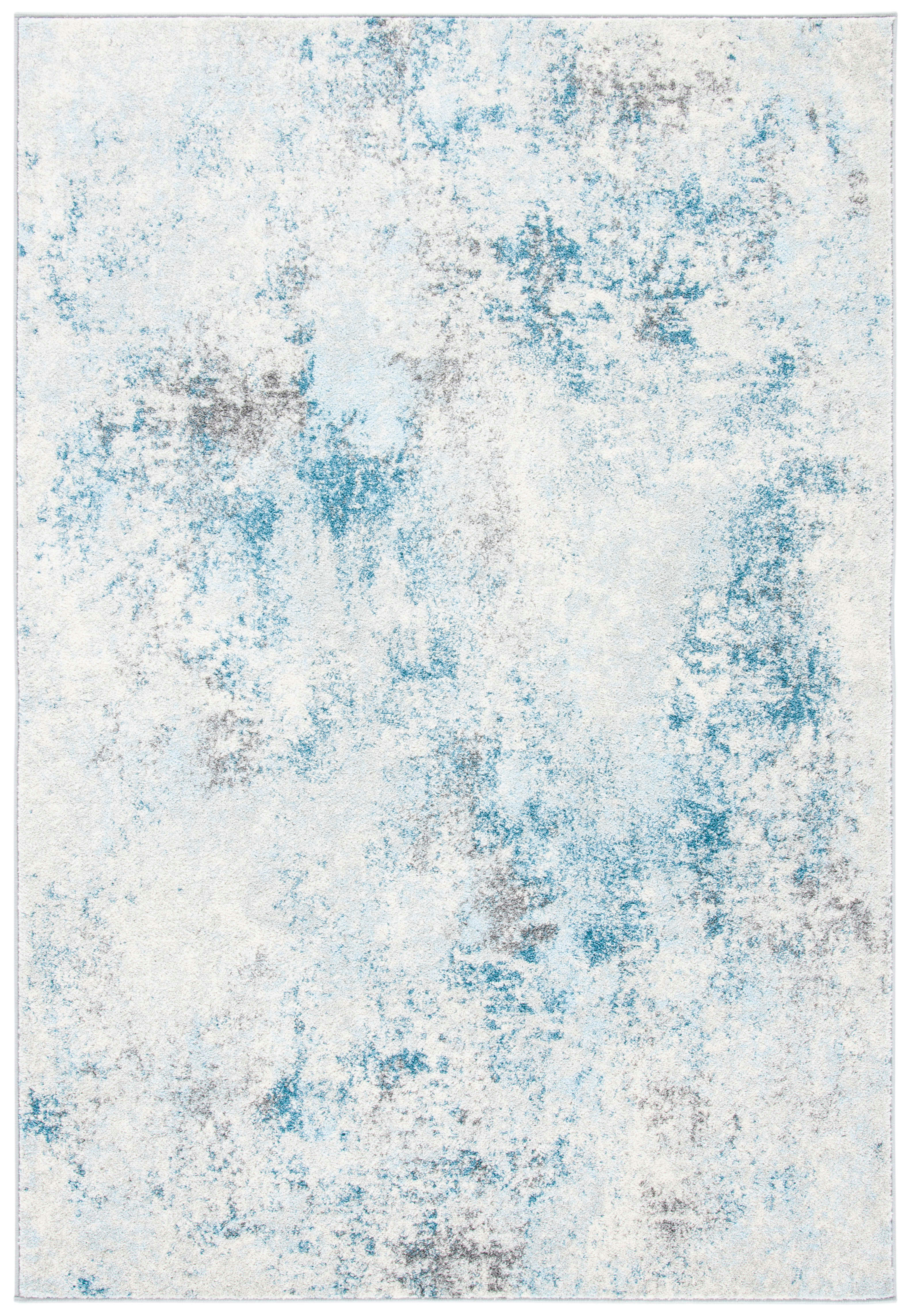 TULUM - Tapis de salon interieur en  ivoire & bleu, 91 x 152 cm