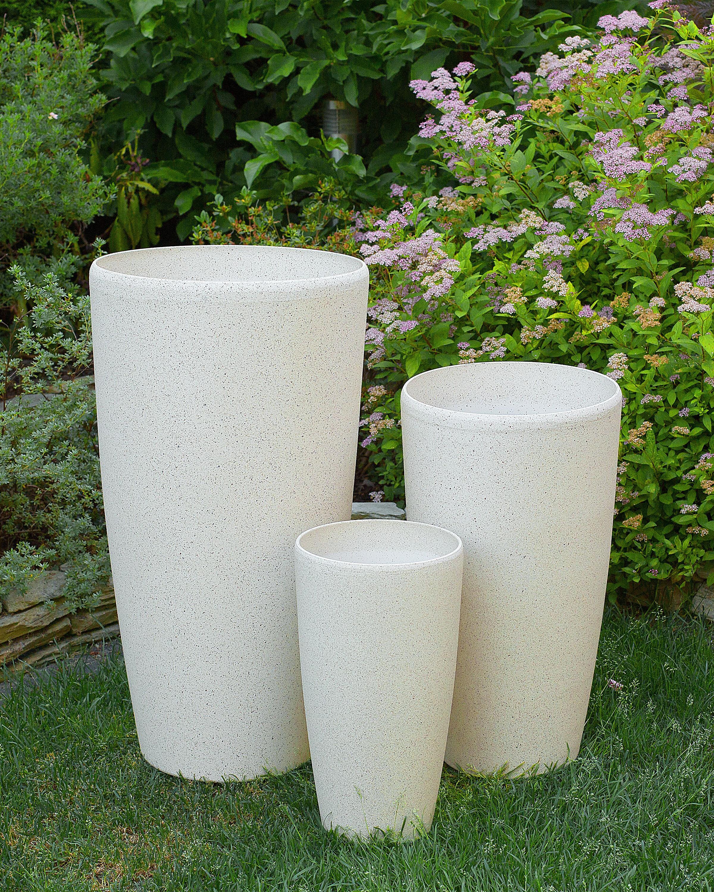 Set of 2 Plant Pots ABDERA 31 cm Light Beige