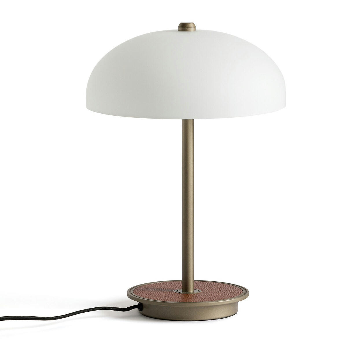 Lampe de bureau verre, métal et simili, Beaudouin