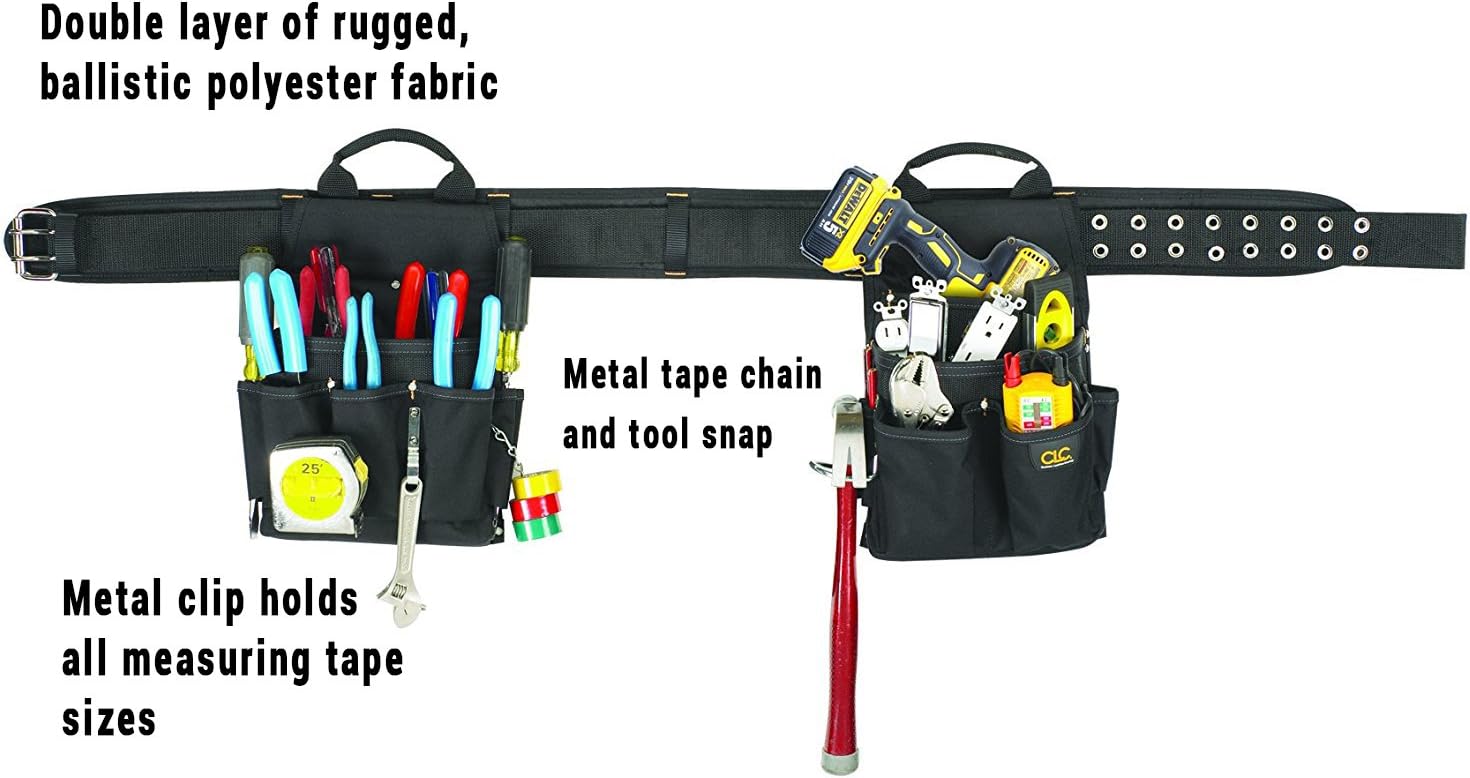 CLC Custom Leathercraft 5609 3 Piece Electrical Combo Tool Belt, 20 Pocket, Black, 29-46 inches