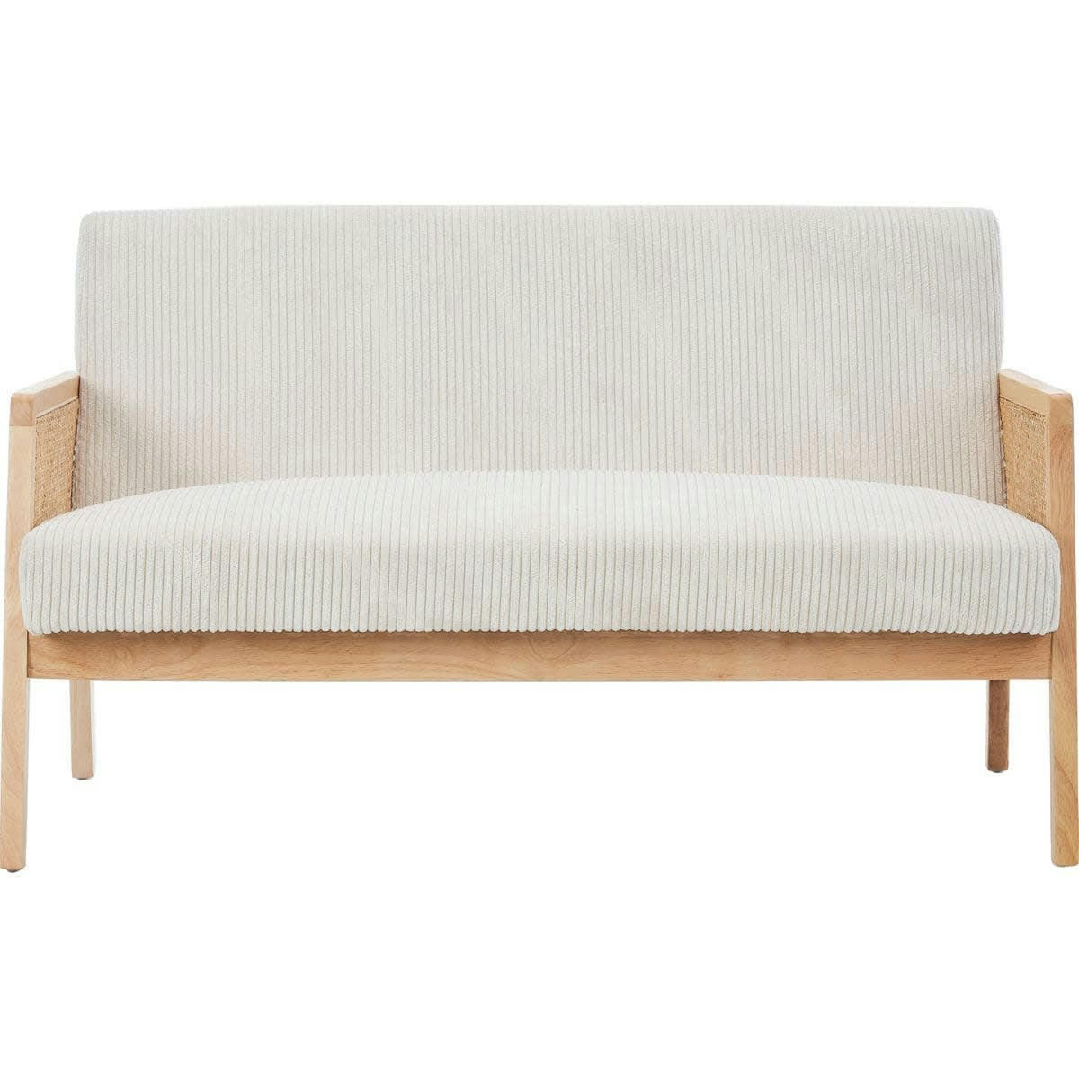 MANI - Banquette 2 places en cannage en velours côtelé beige