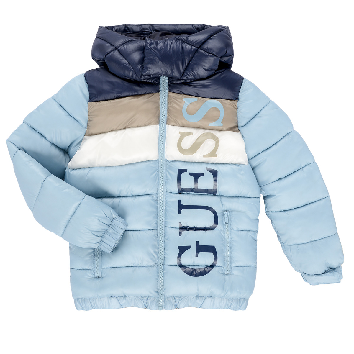 Guess - HOODED PADDED LS PUFFER W/ZIP - Blue