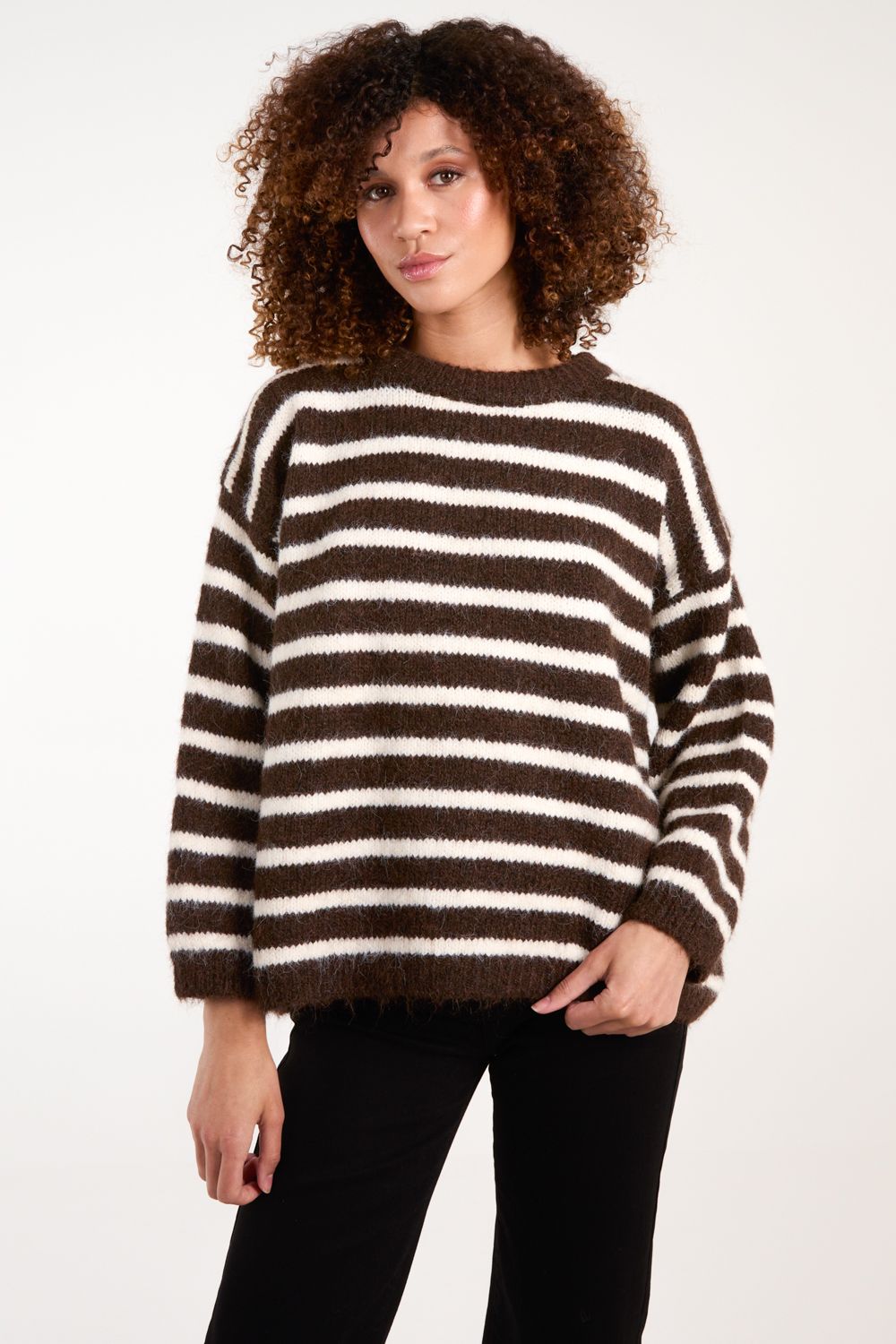 Blue Vanilla Soft Knit Round Neck Stripe Jumper