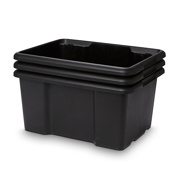 Boîte de rangement 26L Fitty H. 23 cm x L. 45,5 cm plastique noir