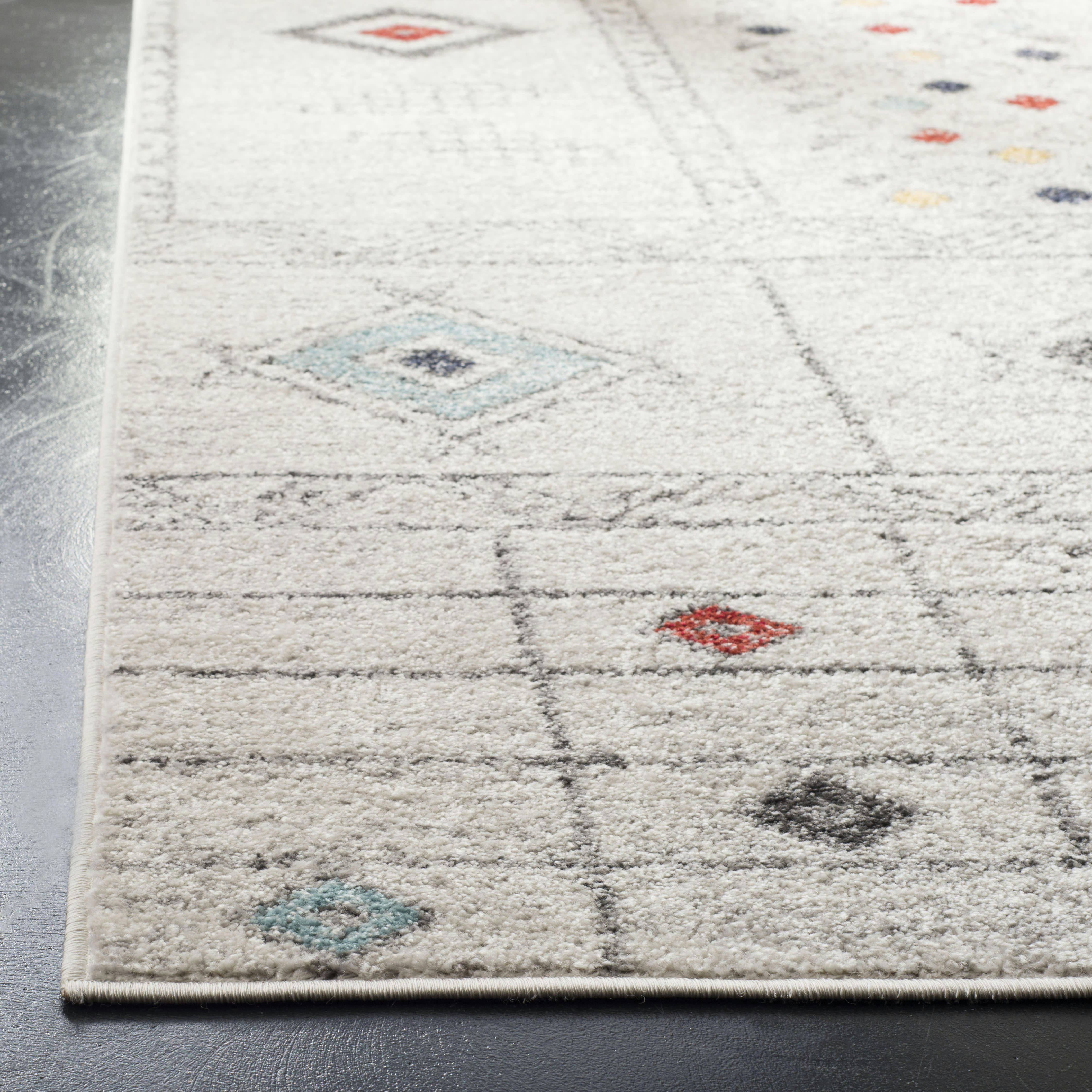 ADIRONDACK - Tapis de salon interieur en gris clair & turquoise, 91 x 152 cm