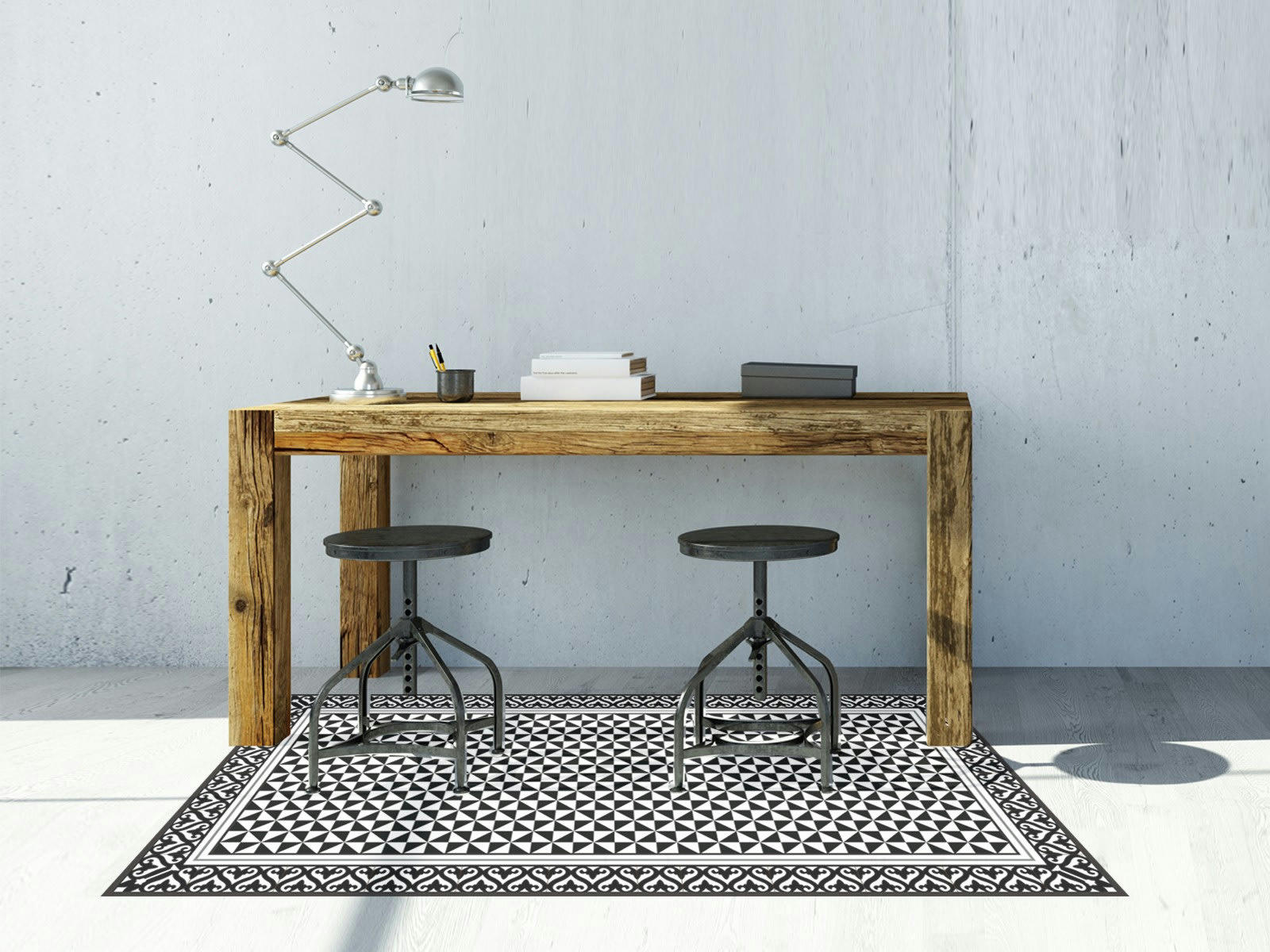 - Tapis vinyle Alcazar noir 65x140cm