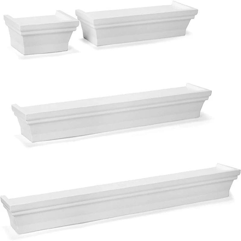 Floating Wall Shelves for Bedroom Set of 4, White, 4 Count - 4.33D x 24.61W x 5.12H