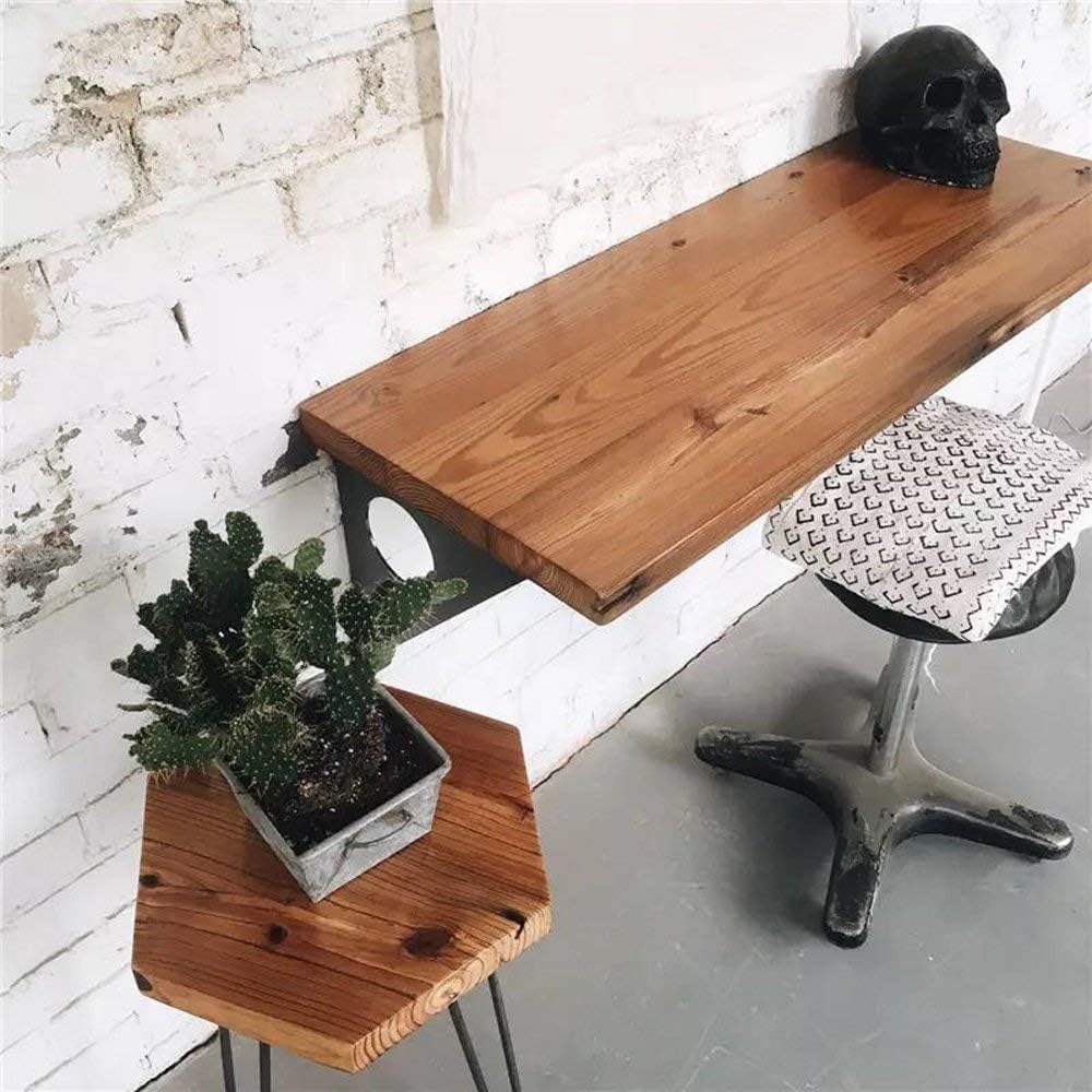 Industrial Rustic Wall-Mounted Table, Dining Table Desk, Pine Wood Wall-Mounted Bar Tables (47X18)