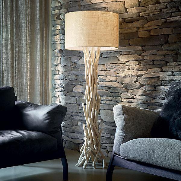 Ideal Lux Driftwood - Lampadaire à 1 lumière marron, beige avec abat-jour, E27