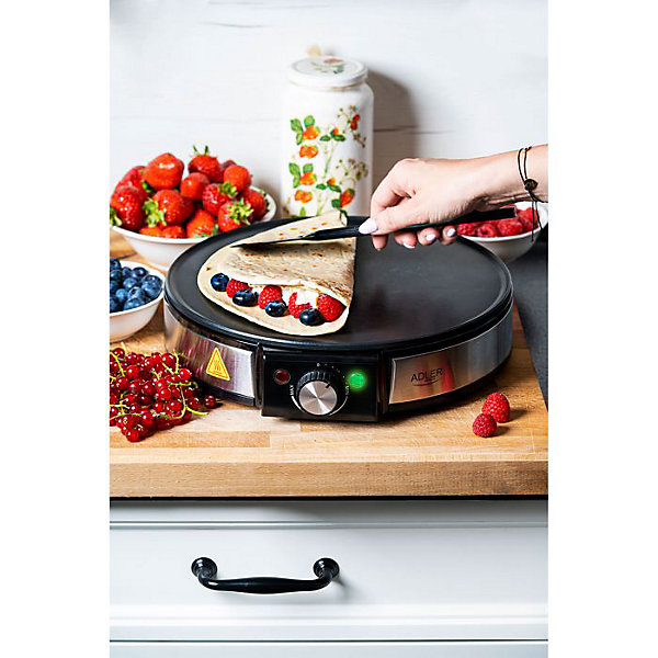 Crêpière, 30cm Diamètre, Revêtement Antiadhésif, Température Réglable Adler AD3058 1600W Noir