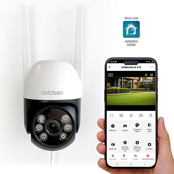 Caméra de sécurité HomeCam 2K PTZ extérieure motorisée connectée Avidsen Home- Avidsen - 127154