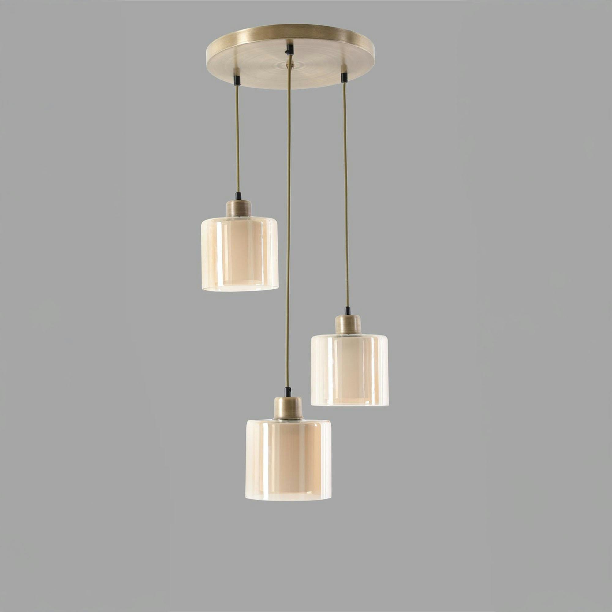 Suspension moderne en verre ivoire 3 abat-jour SIDE