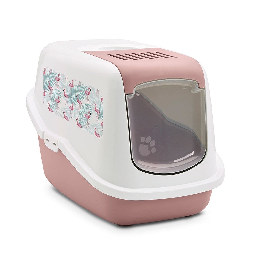 Savic Nestor Cat Litter Tray with Flamingo Design