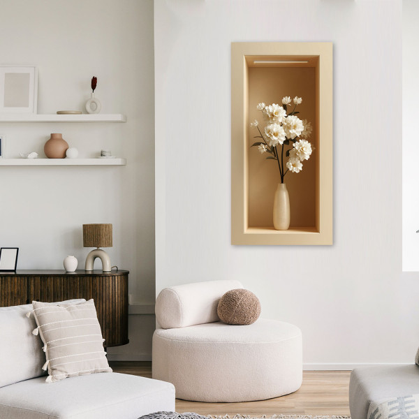 Obraz na ścianę do salonu sypialni, Białe Kwiaty 40x80