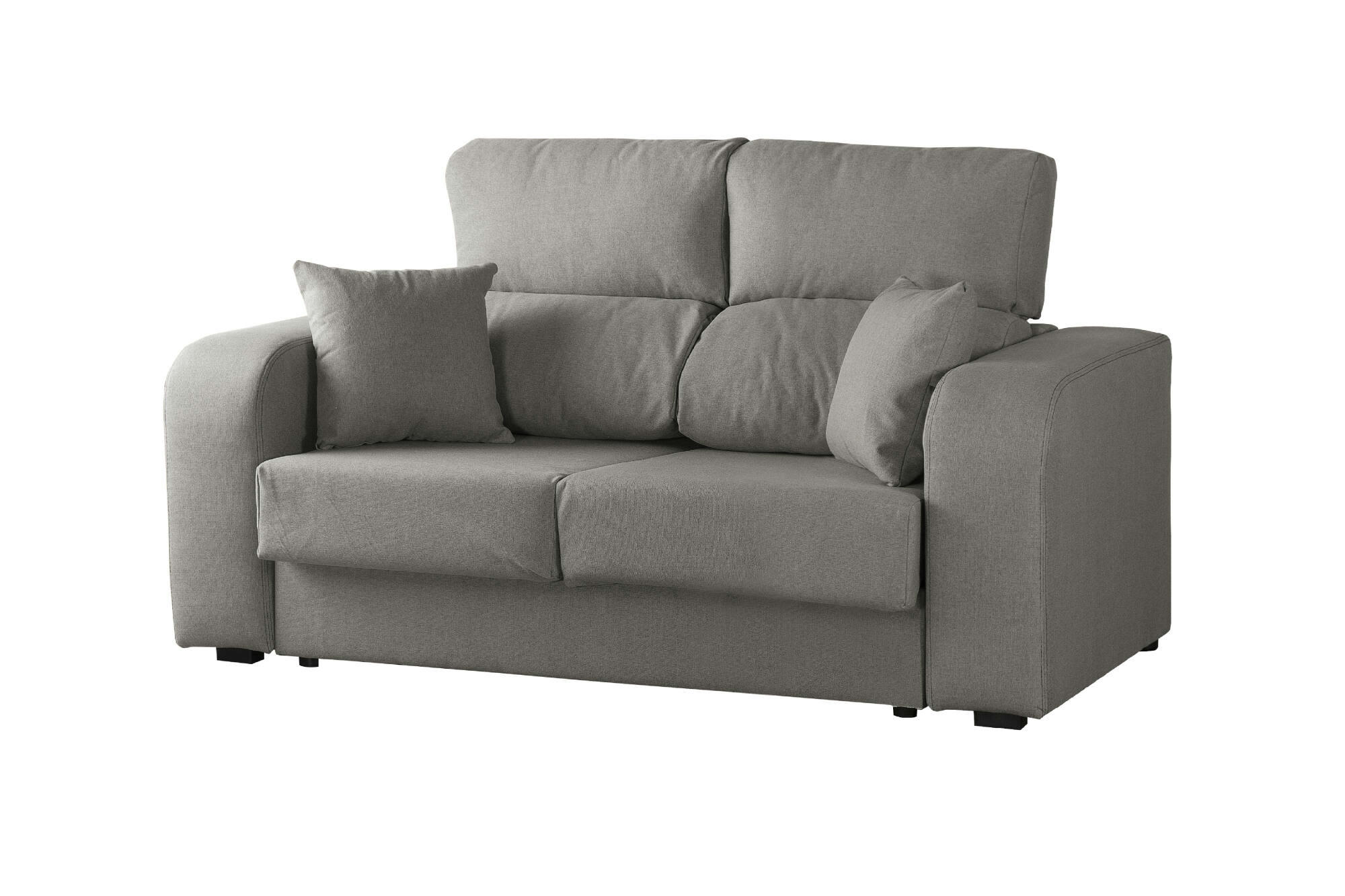 DCELLA - Canapé fixe 2 places en tissu gris