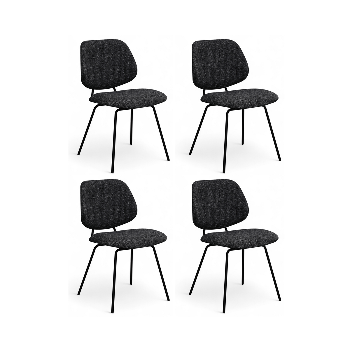 Furnhouse eetkamerstoel Sofia - Zwart - Stof (Bouclé) - Set van 4