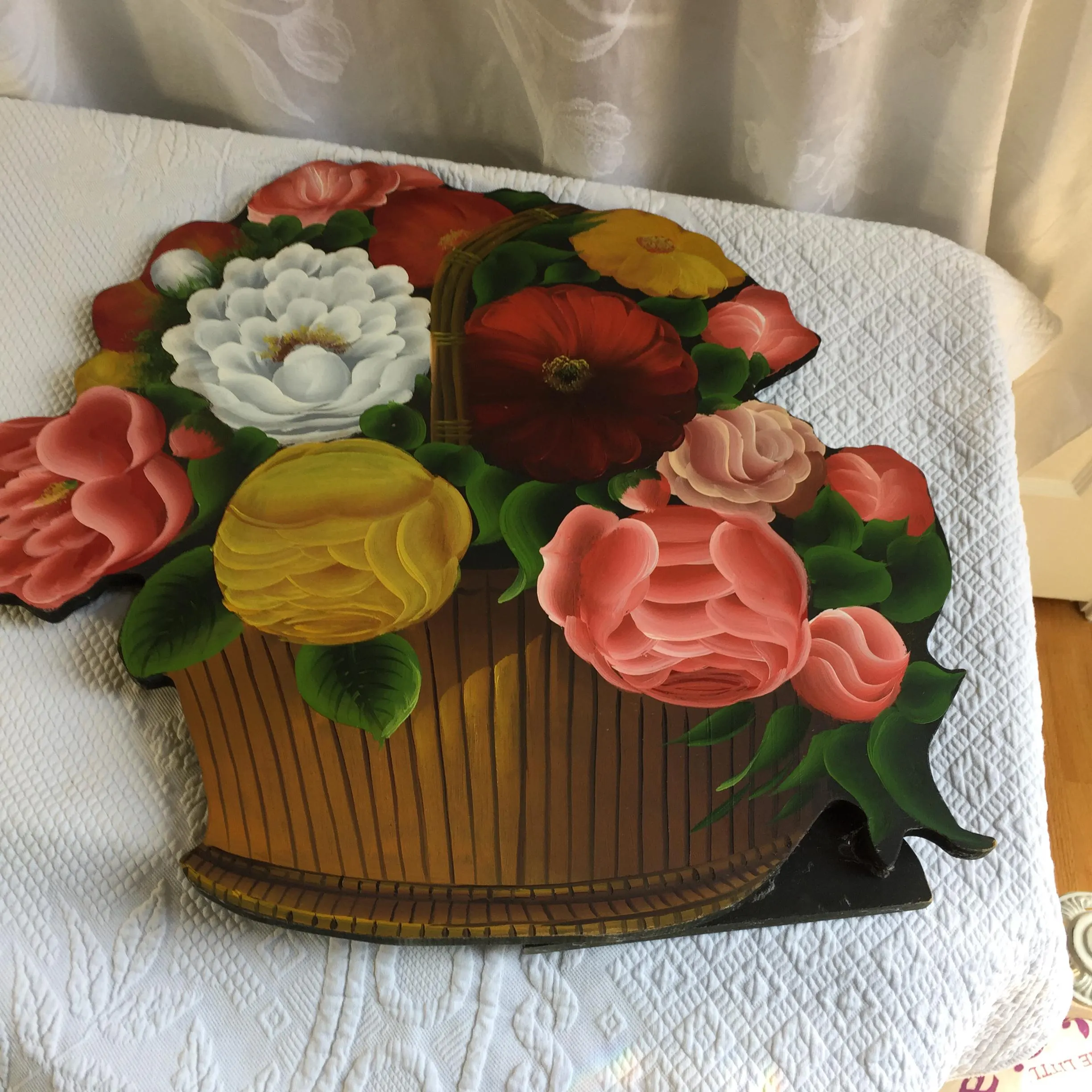 Vintage Fireplace Seasonal Insert. When Fireplace is Not Used, Set this Floral Painted Board in Front of Opening for a Decorative Accent.