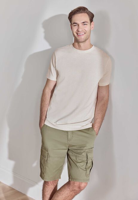 Mens Ecru Honeycomb Textured T-Shirt