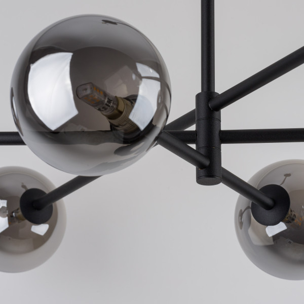 Czarno Grafitowa Lampa Wisząca Tk Lighting Sarius 6 Kloszy Kulki G9