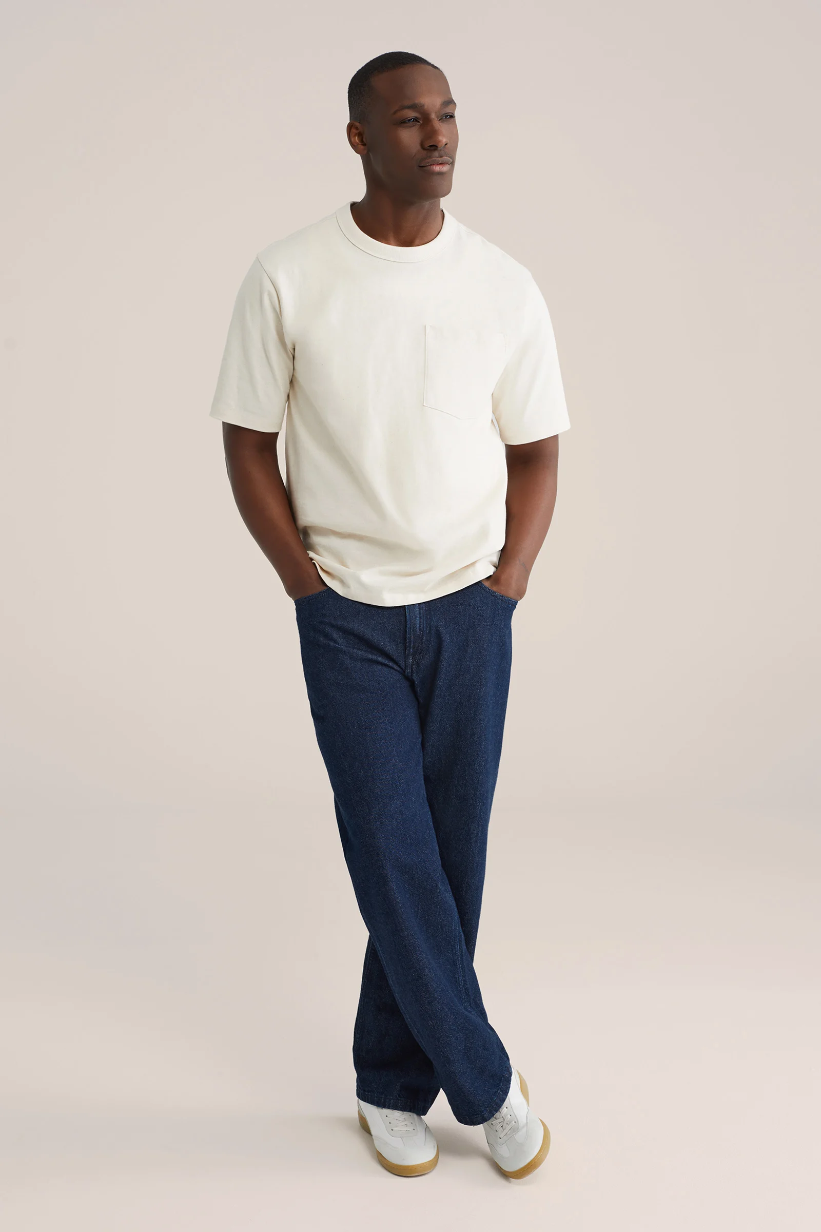 Heren relaxed fit T-shirt van nappy-stof