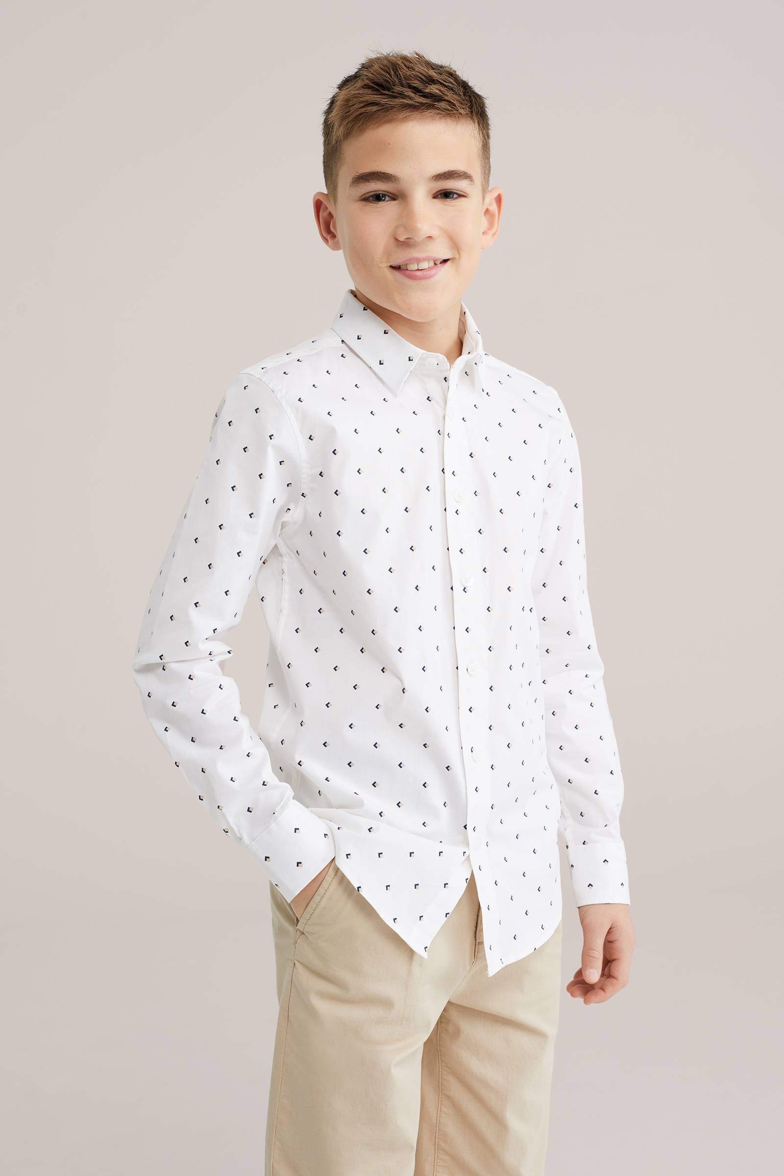 Jongens overhemd met print en afneembare vlinderdas