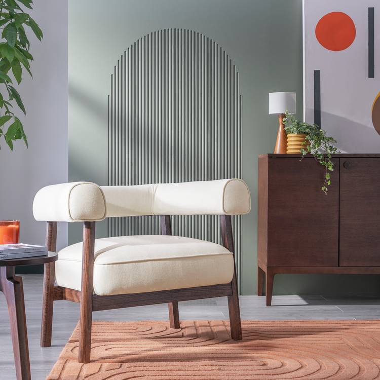 Habitat Elio Fabric Curved Armchair - Natural