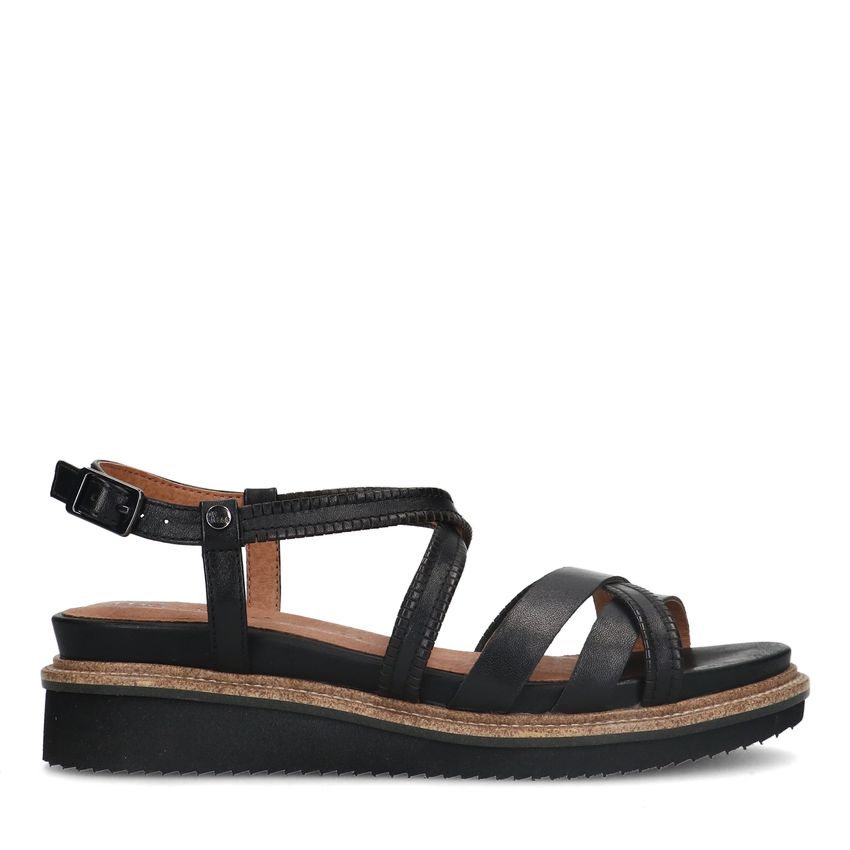 No Stress Zwarte leren sandalen met bandjes