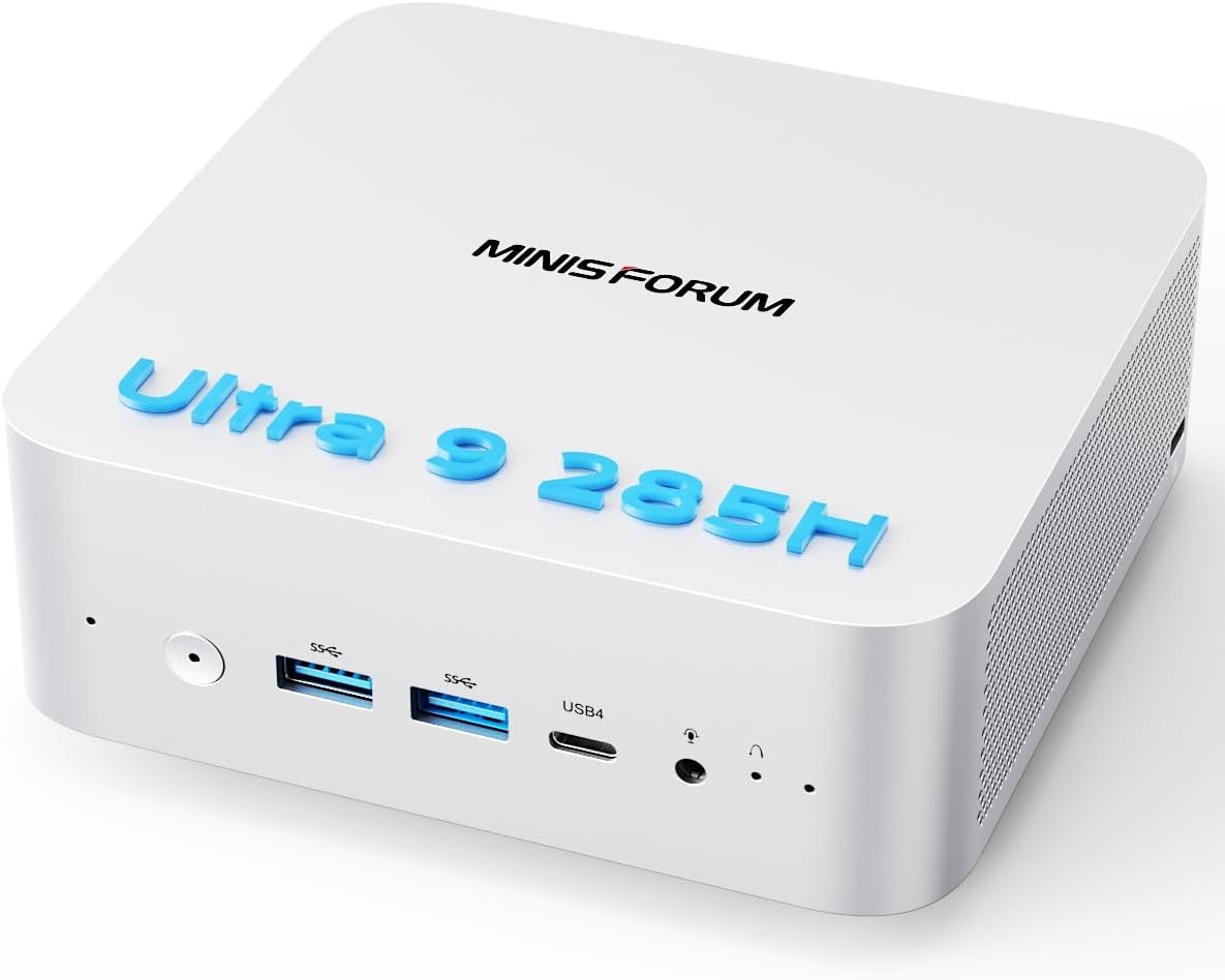MINISFORUM M1 Pro AI Mini PC Barebone  Intel Core Ultra 9 285H (16C/16T  Up to 5.4Ghz)  99 Tops  Without Storage/OS  2xUSB4/HDMI/DP Quad Display  2.5G LAN  OCuLink  WiFi 7  BT5.4  Arc 140T GPU