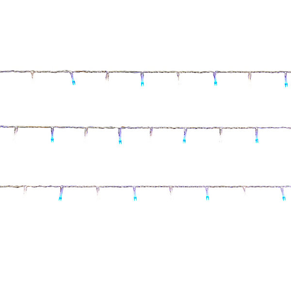 Guirlande lumineuse LED intérieure blanc froid/bleu câble transparent 8 fonctions 11 m