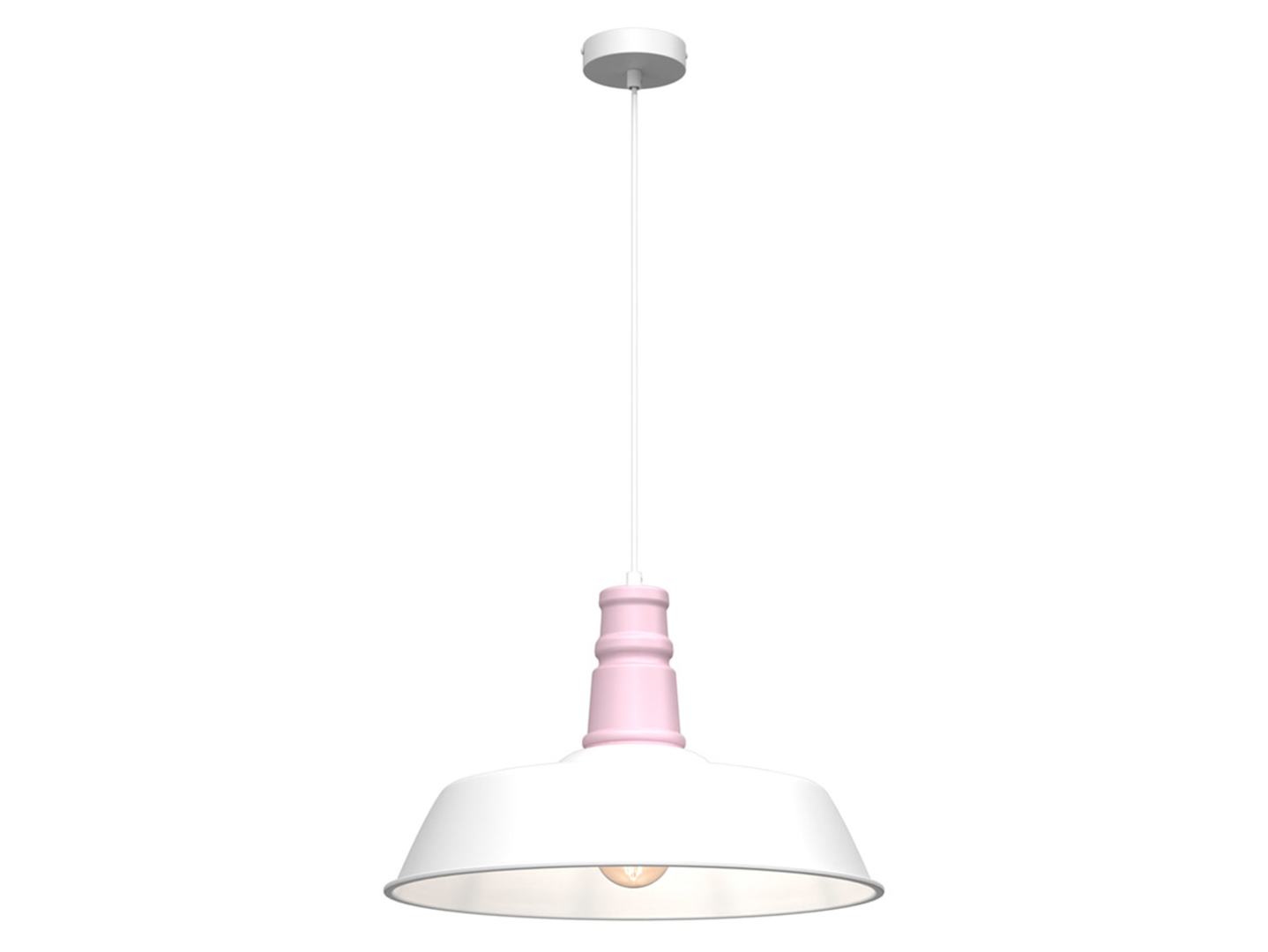 Lampa wisząca Enzo 45 cm metalowa biało-różowa