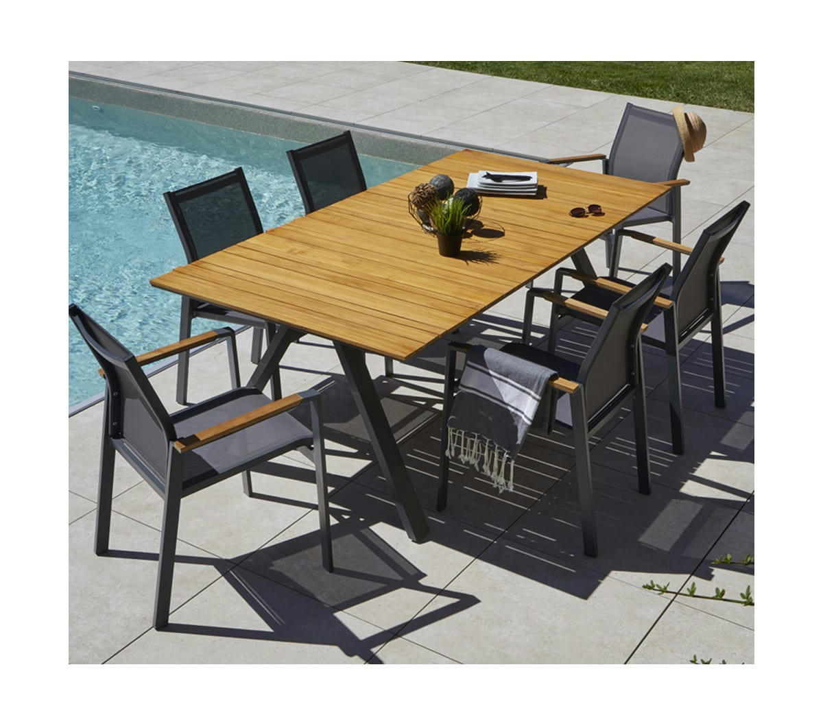 CINCINNATI - Ensemble repas de jardin  8 places en aluminium