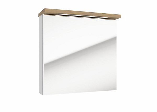 Naturel Armoire murale avec porte, miroir intégré Stilla   LED 60x60x20 cm, prise 220V, blanc (STILLAE06017)