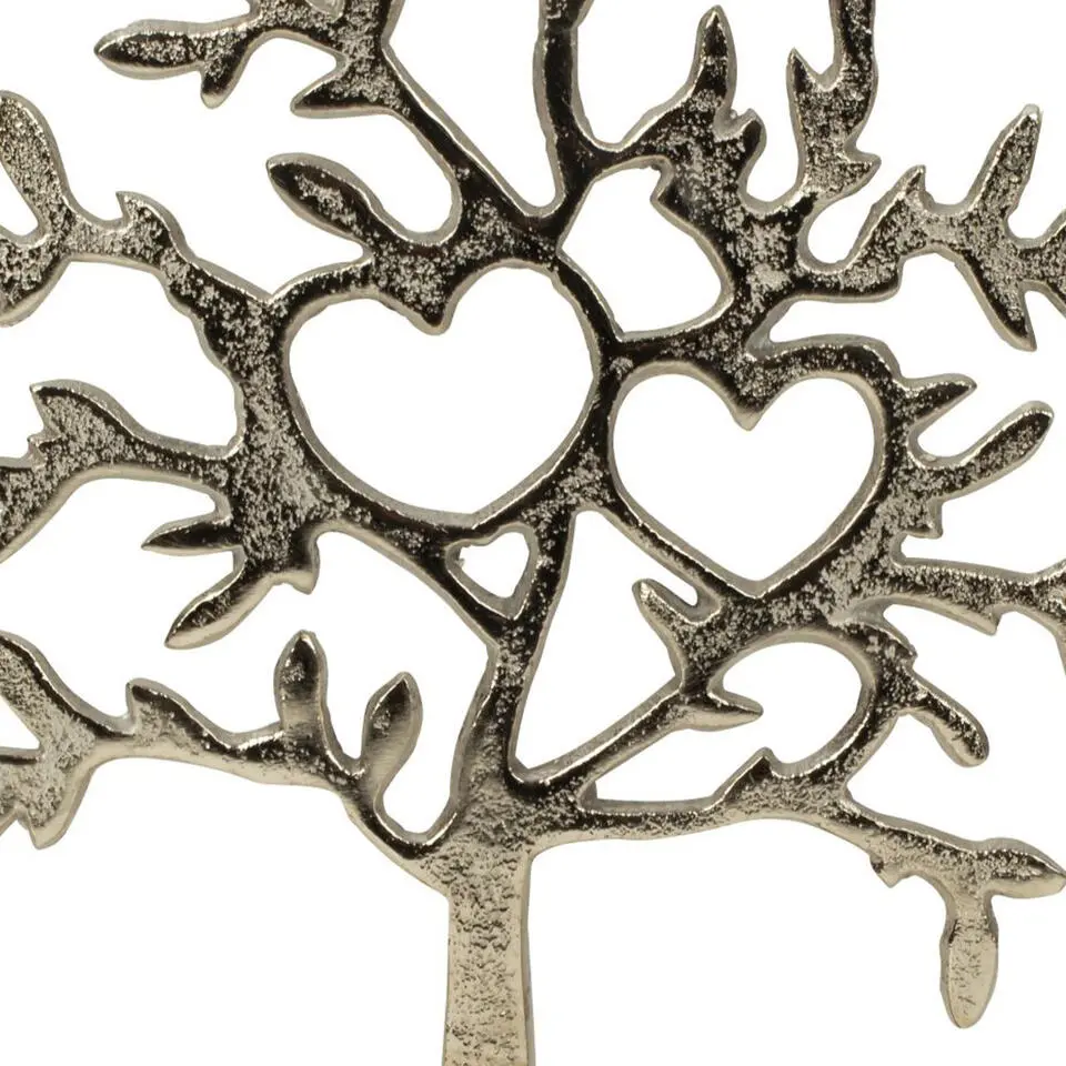 Decoratie levensboom - Tree of Life - aluminium/hout - 23x26 cm