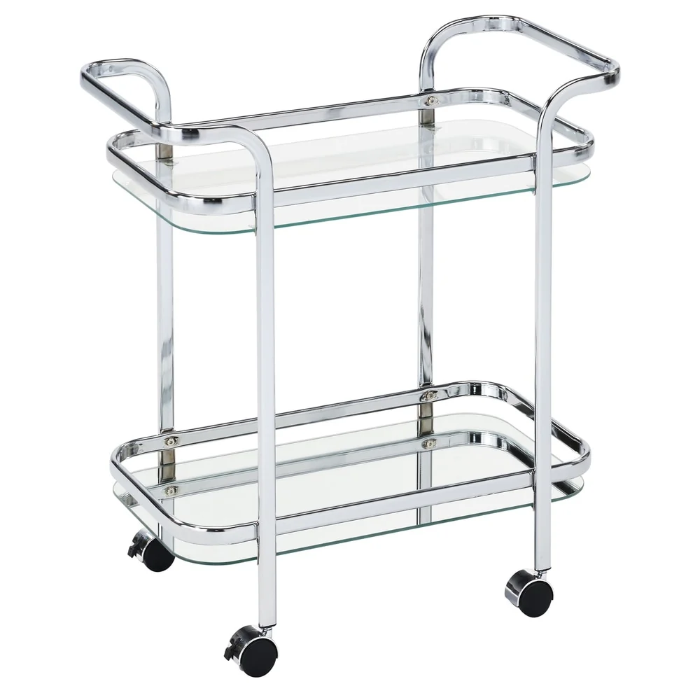 Silver Orchid Heston Metal/ Glass 2-tier Trolley