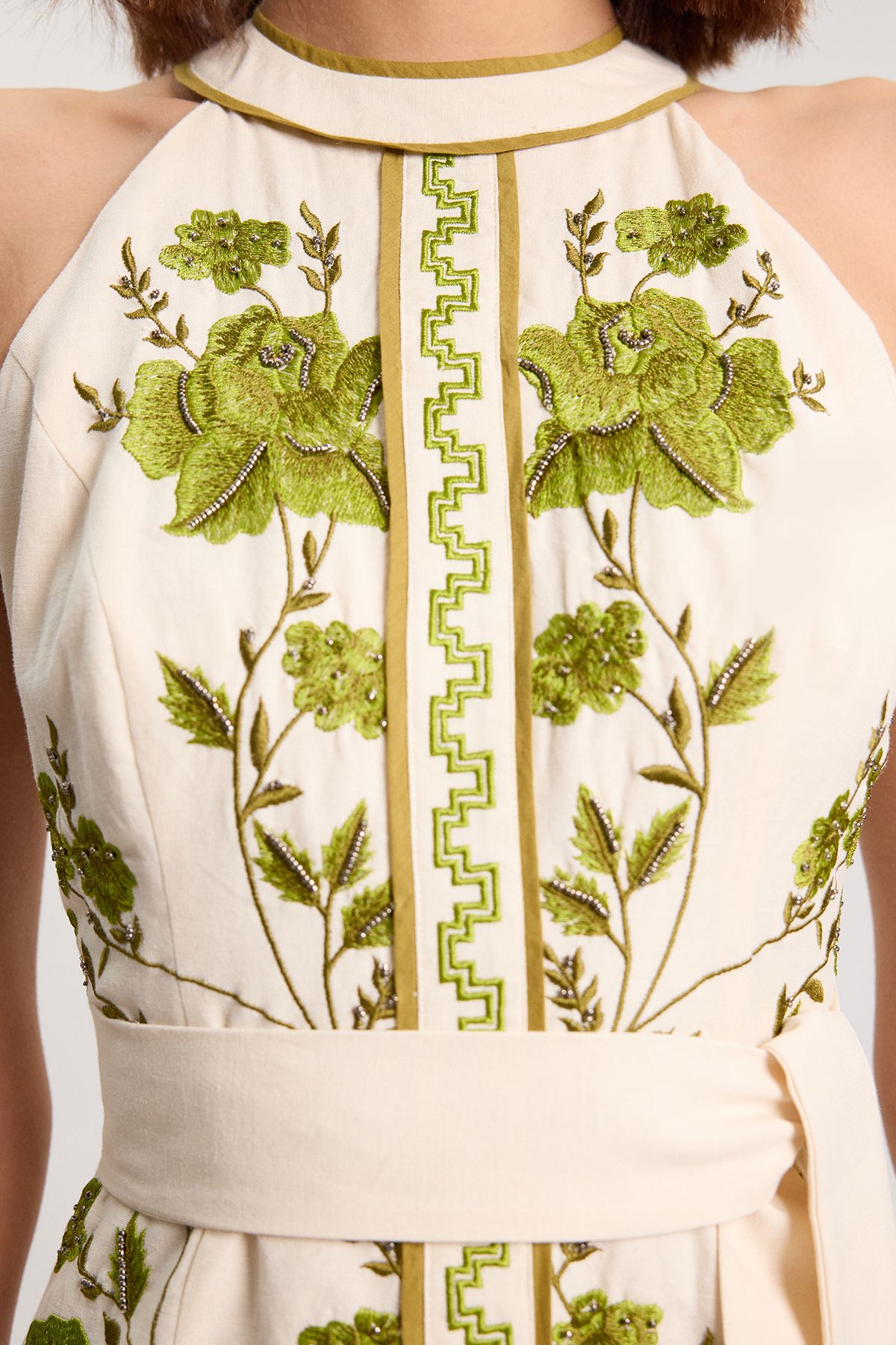 KarenMillen Rose Embroidered Cotton Twill Woven Maxi Dress