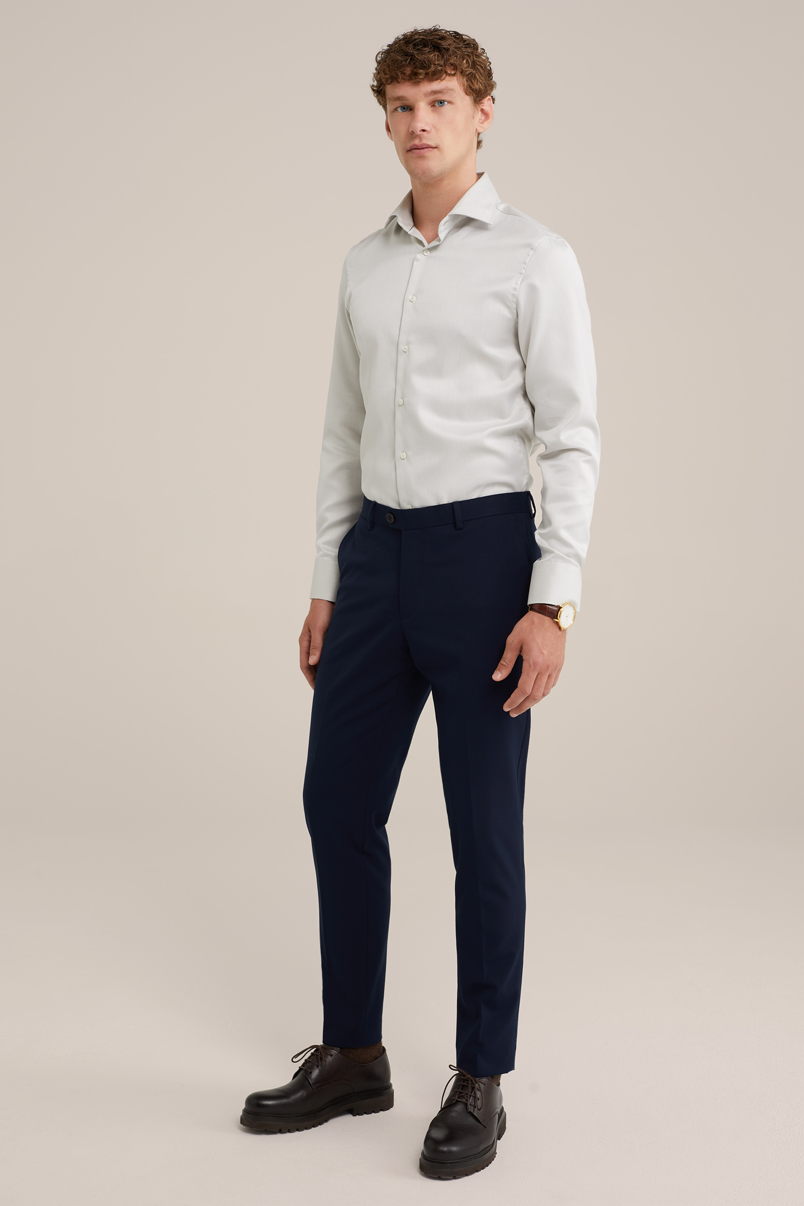 Heren Slim fit overhemd met structuur