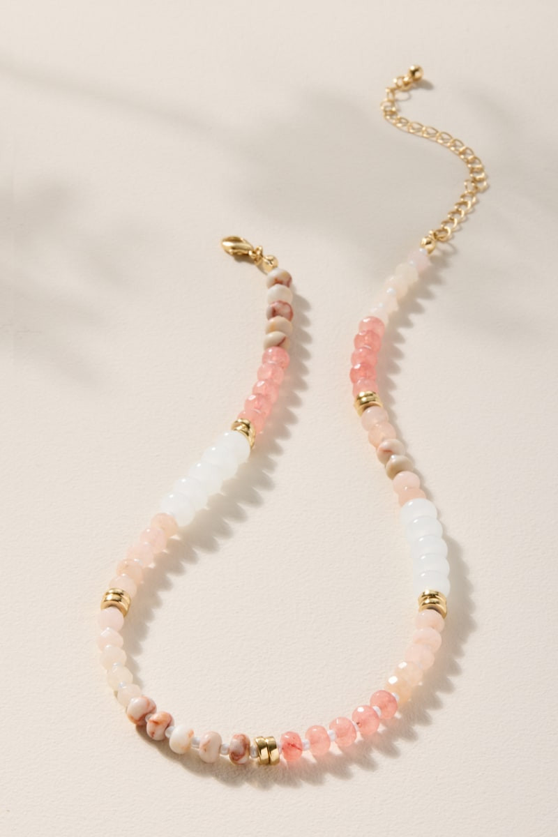 Raquel Single Strand Pink Beaded Necklace